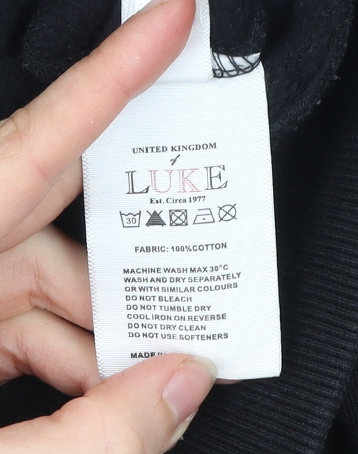 Luke Sport Men’s Black Grey Full Zip Hoodie Size S Cotton
