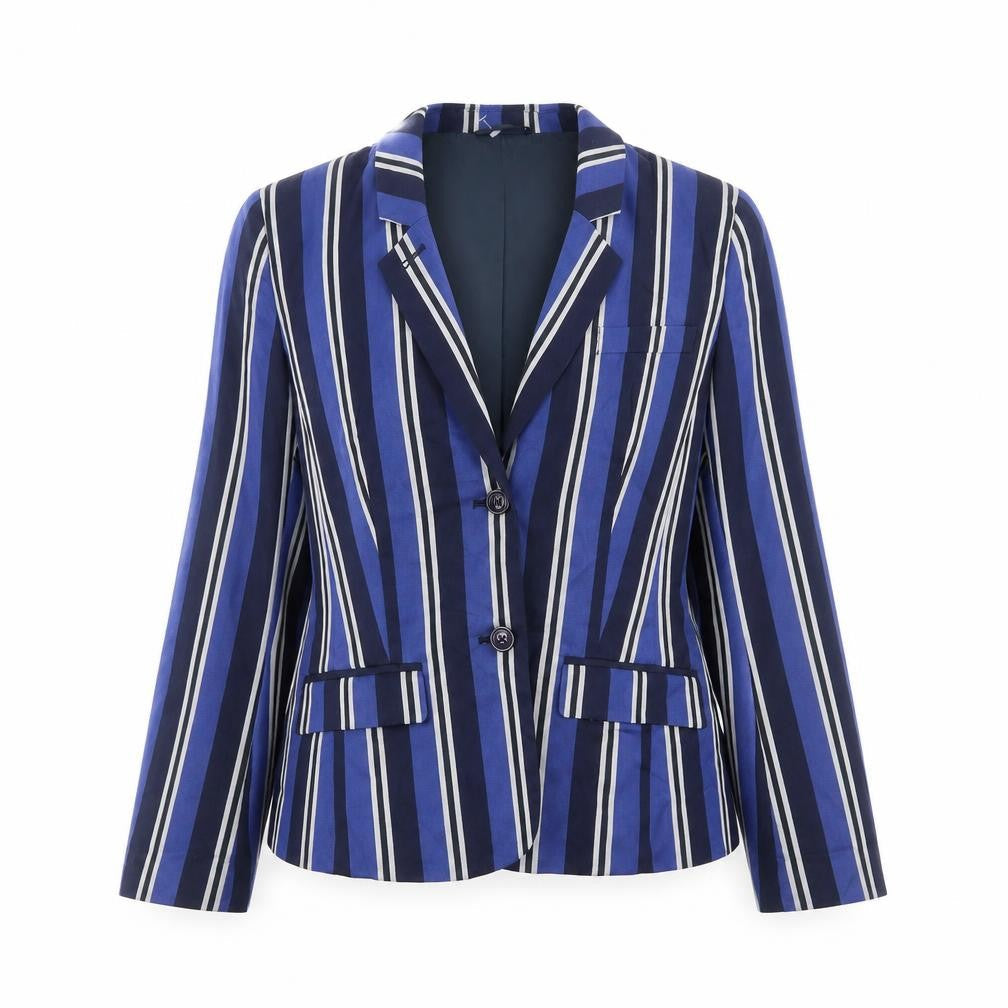 Ben Sherman Women Blue Striped Blazer Jacket Size S Smart Casual