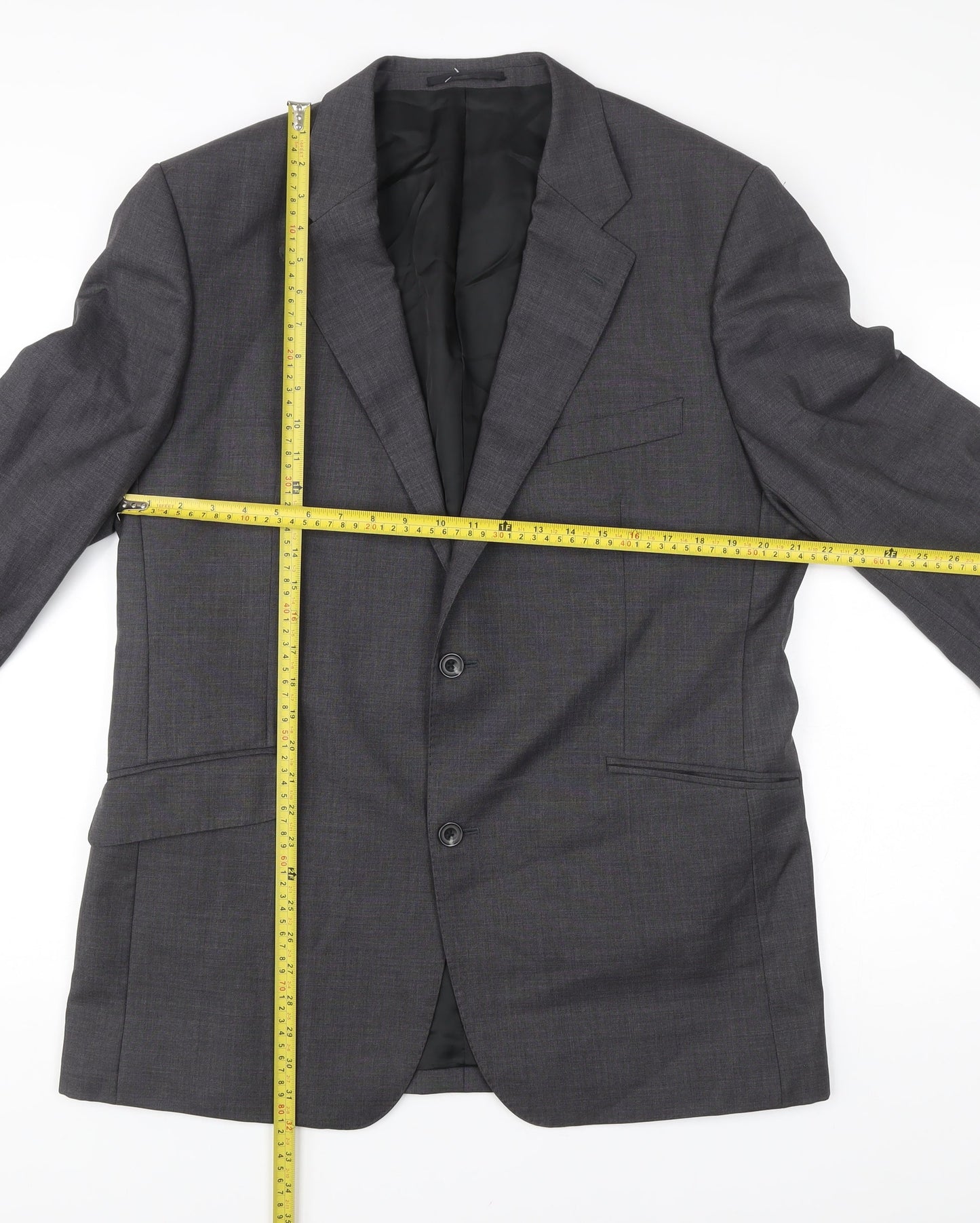 T.M. Lewin Men's Grey Wool Blazer Jacket Size 44R Formal Classic