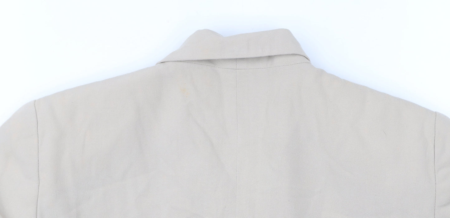 New Look Women’s Beige Short Sleeve Blazer UK 12 Buttoned Workwear