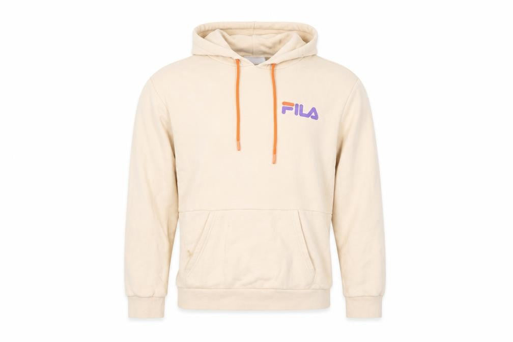 Fila Men’s Beige Pullover Hoodie Small Logo Hooded Sweatshirt