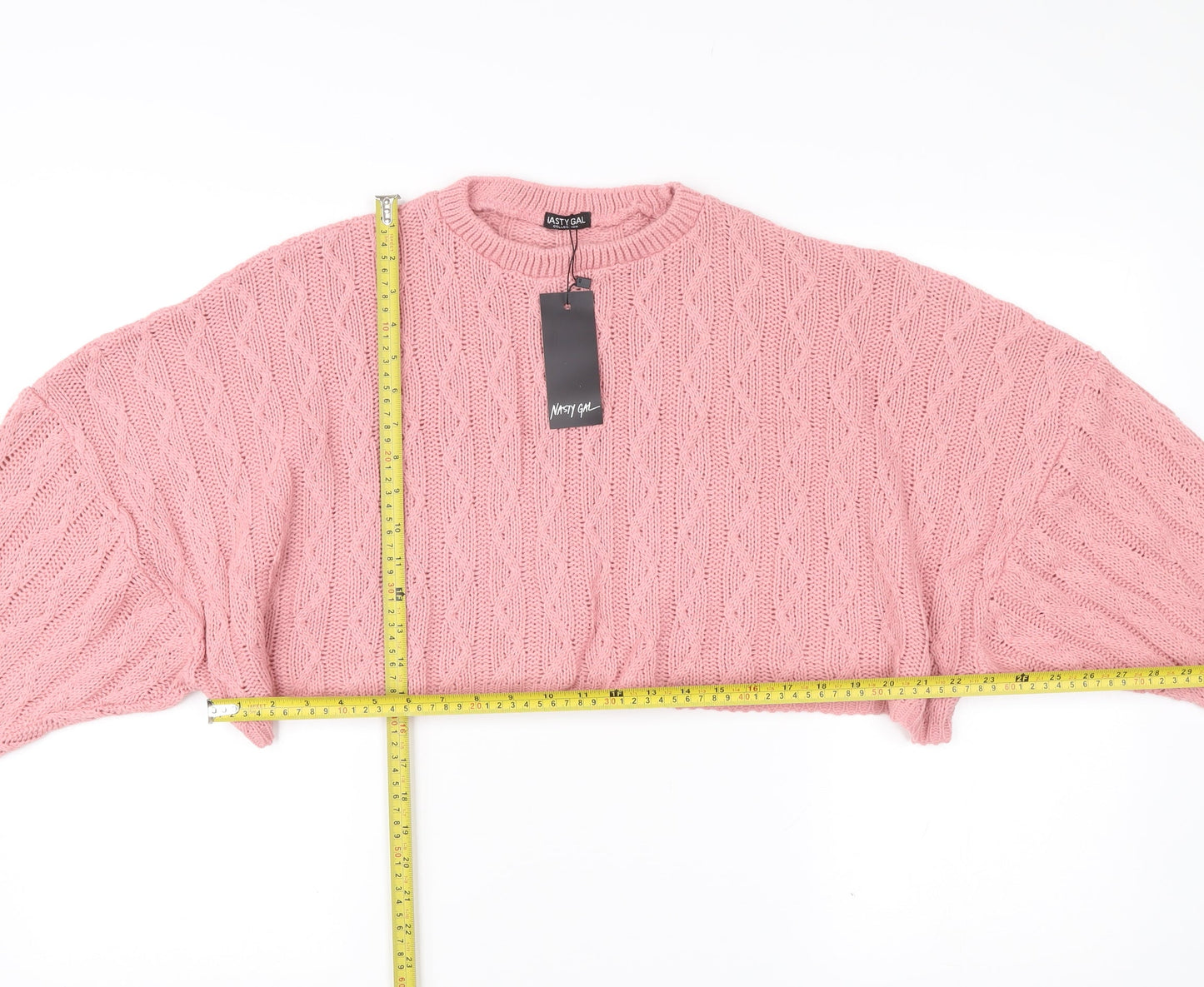 Nasty Gal Womens Pink Cable Knit Pullover Jumper Size 14