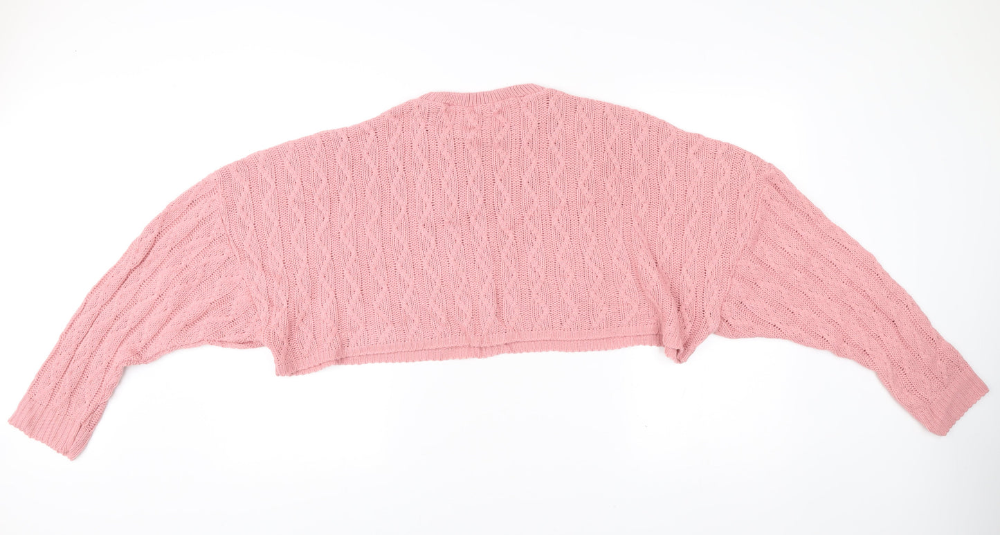 Nasty Gal Womens Pink Cable Knit Pullover Jumper Size 14