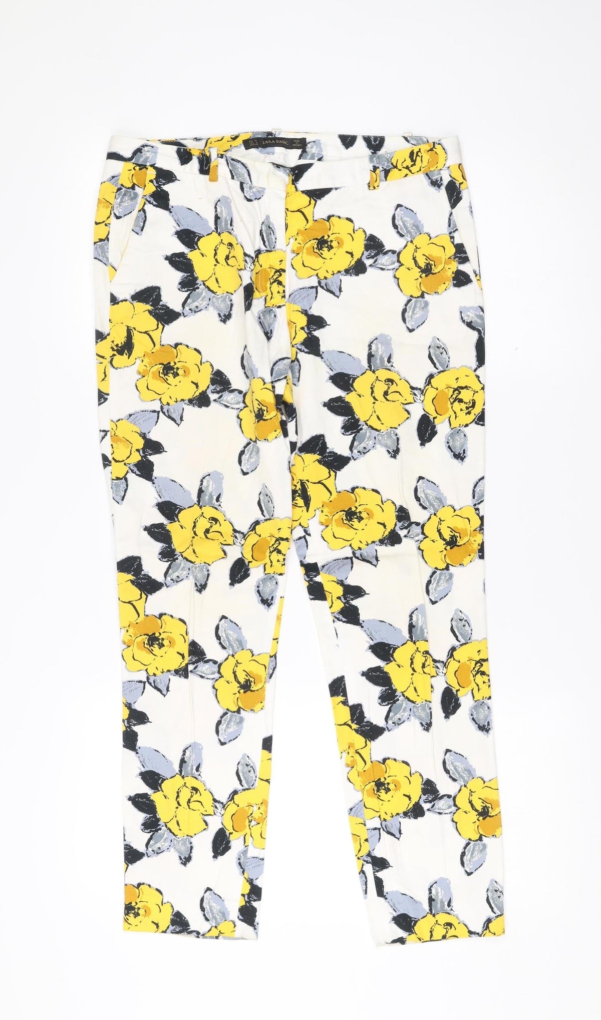 Zara Women’s Multicoloured Floral Slim Chino Trousers Size 10