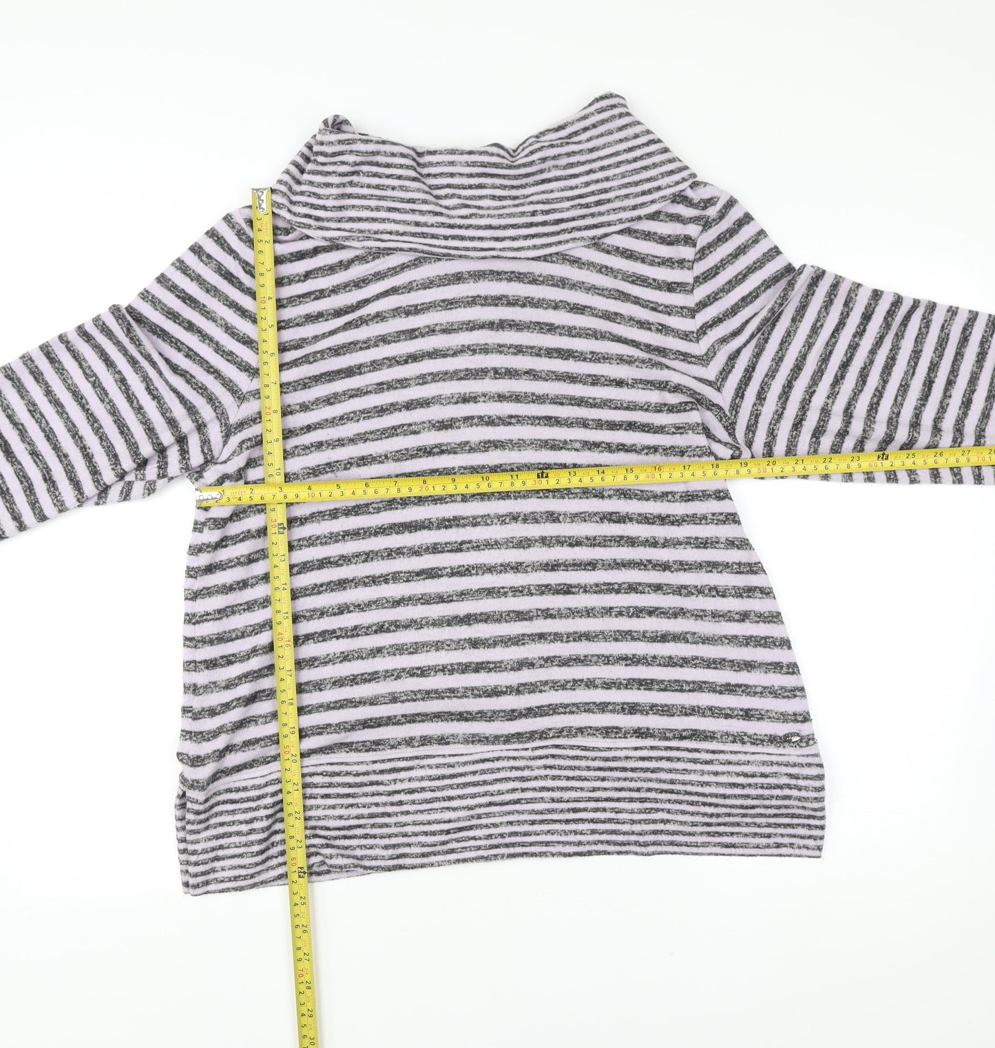 TIGI Womens Grey Striped Cowl Neck Pullover Jumper Size 18