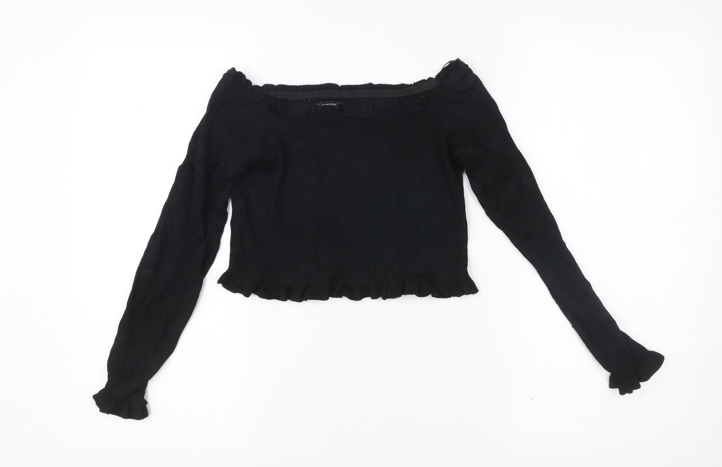 Threadbare Womens Black Size 10 Tall Cropped Off Shoulder Blouse