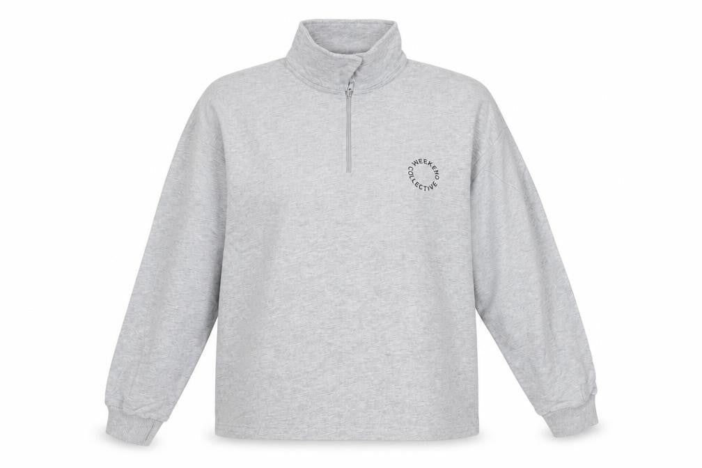 ASOS DESIGN Women Grey Size 8 Pullover Sweatshirt 1/4 Zip Logo