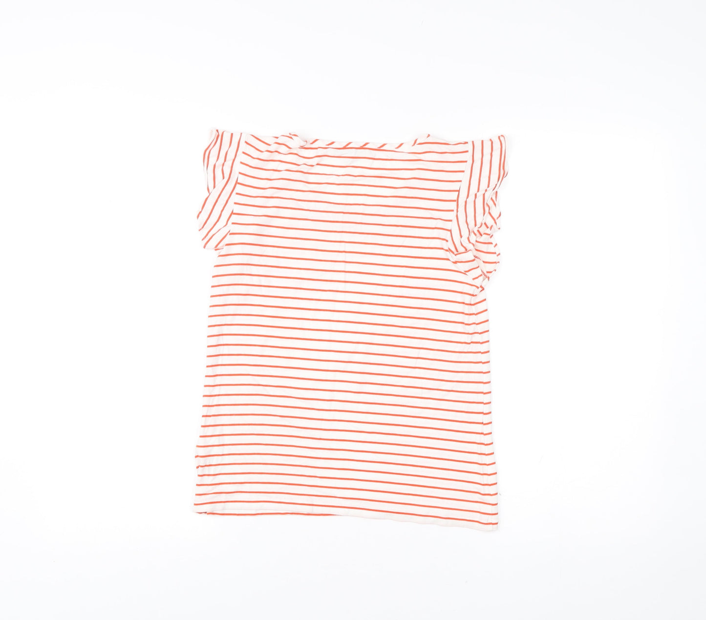 Hobbs Women’s White Orange Striped T-Shirt XS Scoop Neck