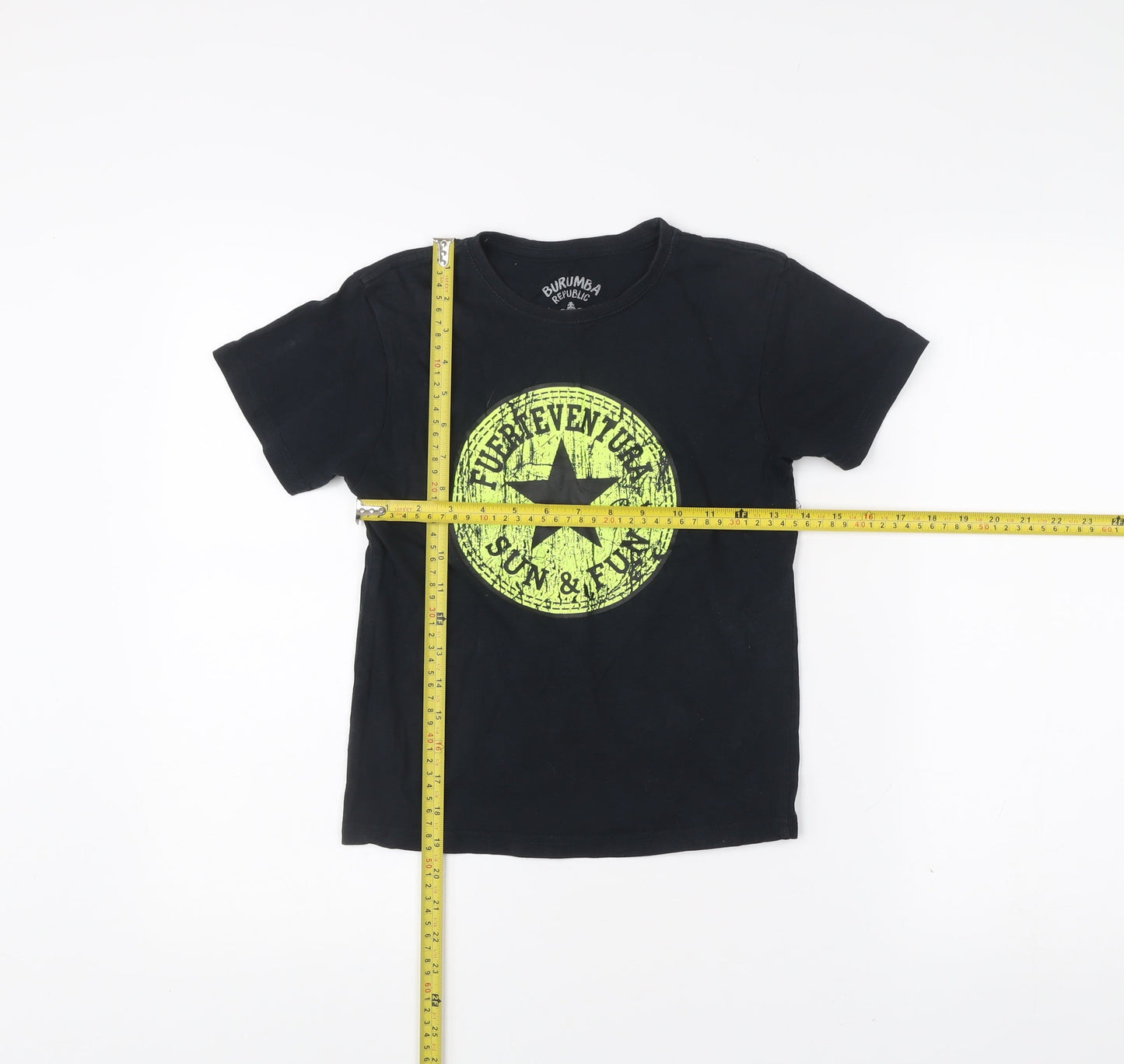 Burumba Republic Boys Black Graphic Print Logo T-Shirt 7-8Y Cotton