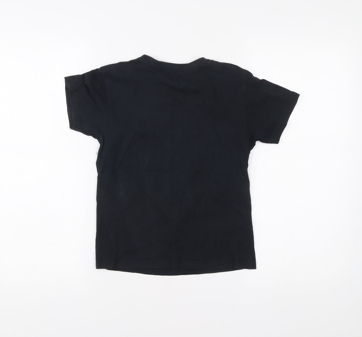 Burumba Republic Boys Black Graphic Print Logo T-Shirt 7-8Y Cotton