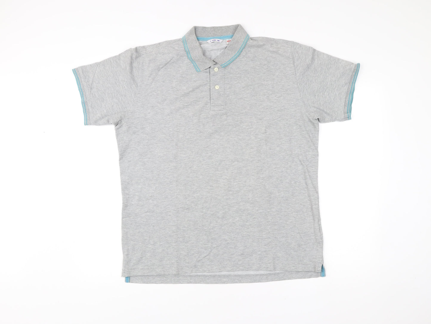 Uniqlo Men’s Grey Polo Shirt Size L Short Sleeve Cotton Blend