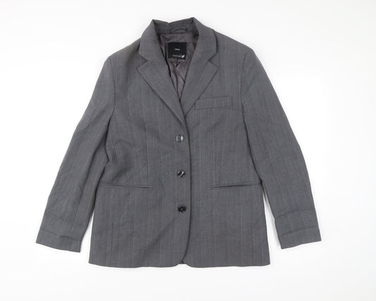 MNG Men’s Grey Striped Blazer Jacket Size S Regular Fit Smart