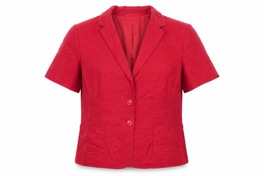 BHS Women’s Red Linen Blend Short Sleeve Suit Jacket Size 14