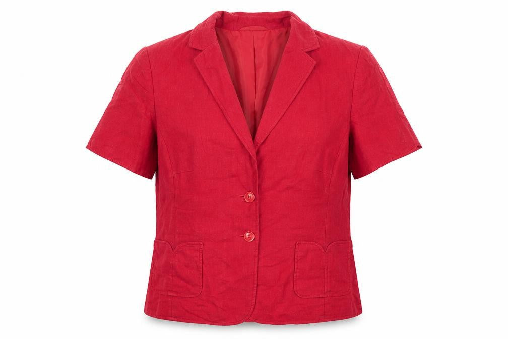 BHS Women’s Red Linen Blend Short Sleeve Suit Jacket Size 14