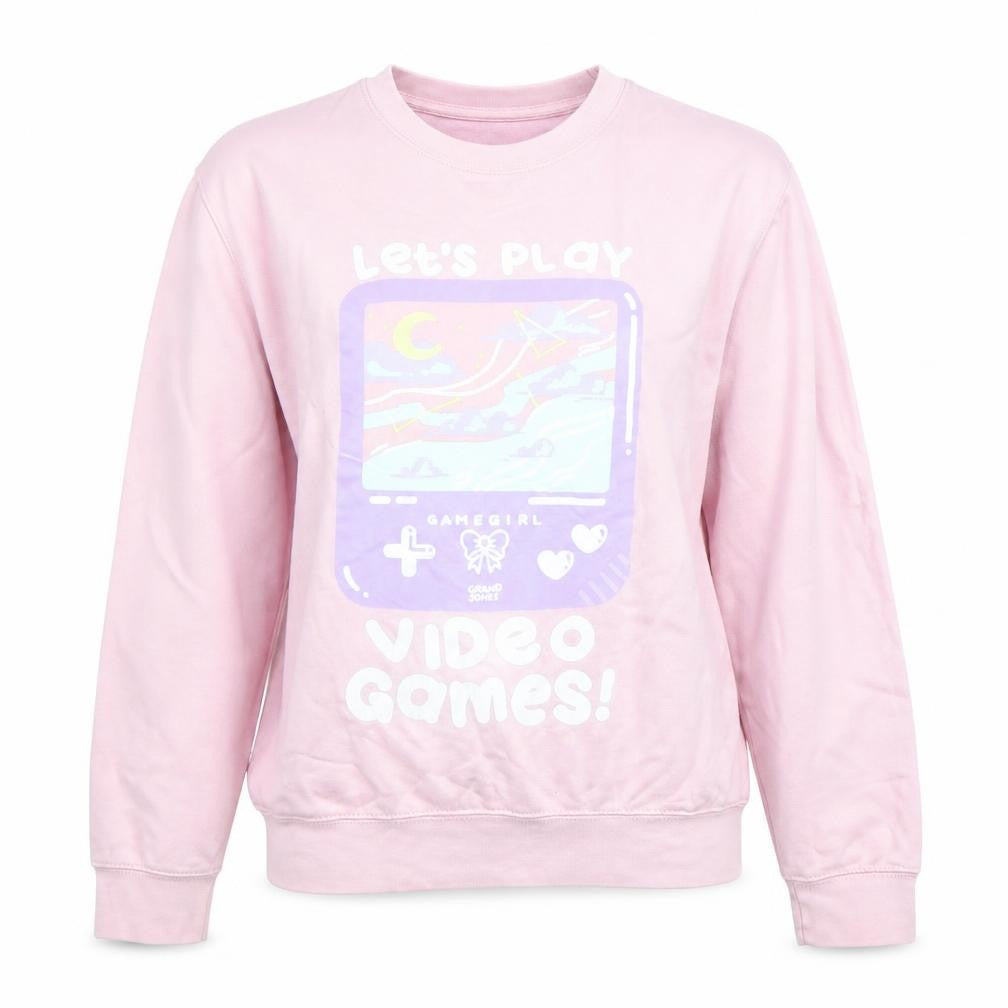 AWDis Womens Pink Graphic Pullover Sweatshirt Small Cotton Blend