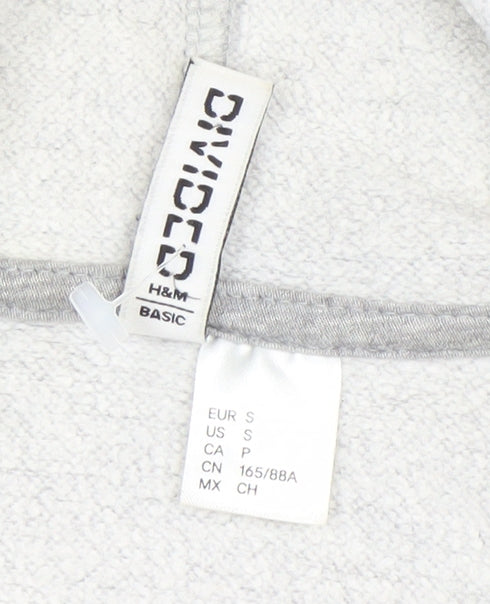 H&M Women’s Grey Hoodie Sweatshirt Small Cotton Blend Casual