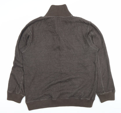 Marks & Spencer Mens Brown Henley Sweatshirt Medium Cotton