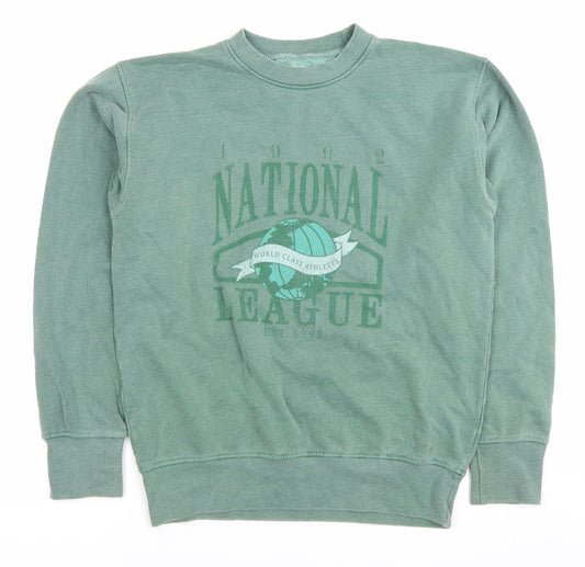 Daisy Street Womens Green XS Sweatshirt Pullover Cotton National League