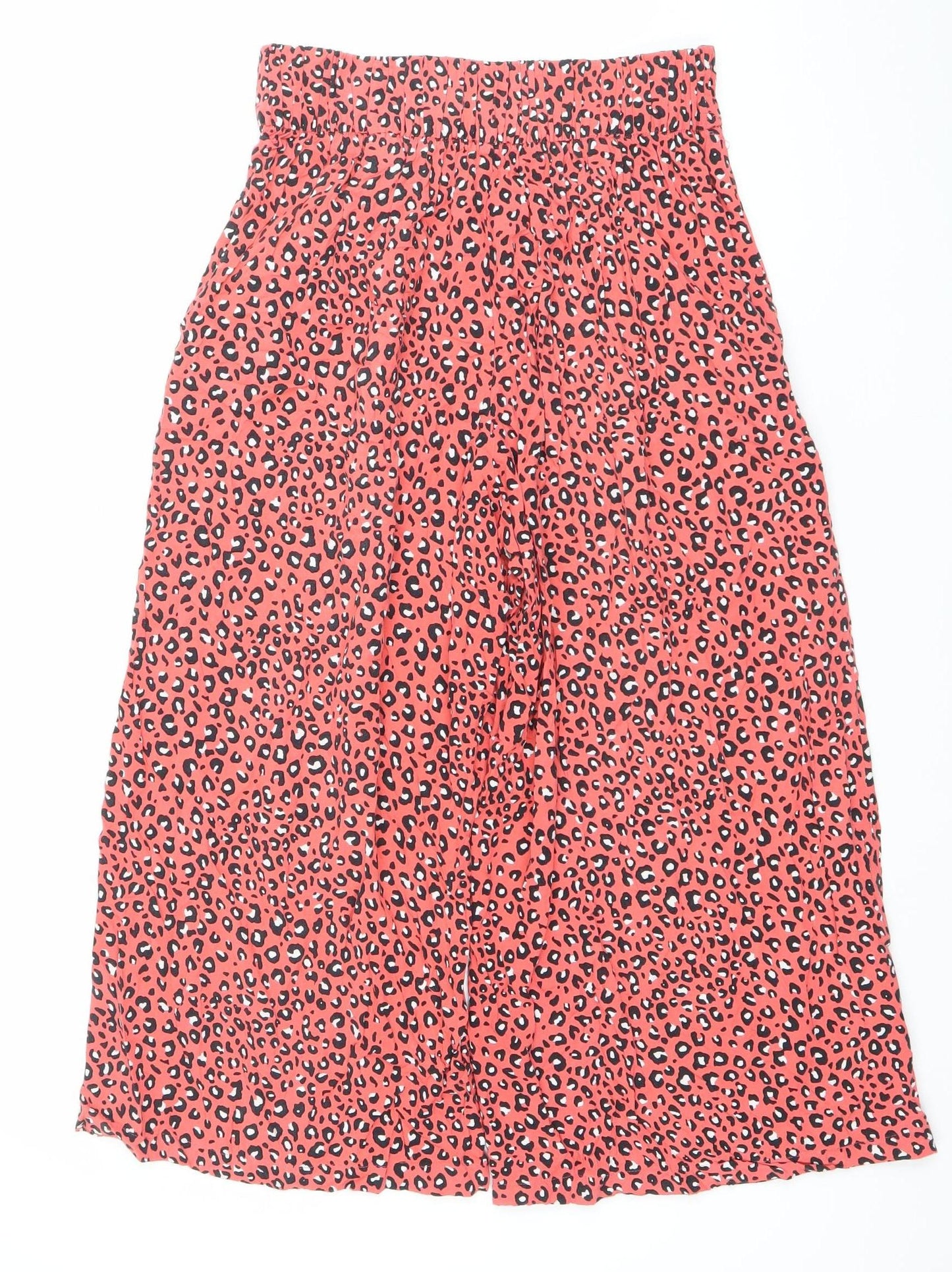 Marks and Spencer Women’s Red Animal Print Wide-Leg Trousers Size 6