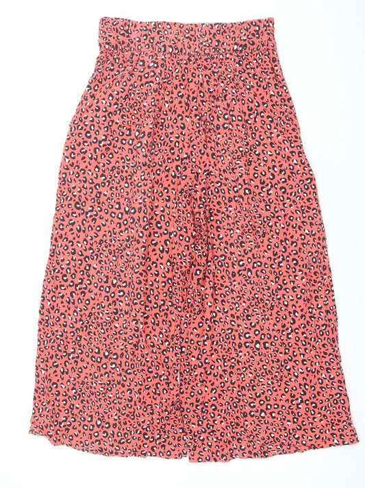 Marks and Spencer Women’s Red Animal Print Wide-Leg Trousers Size 6