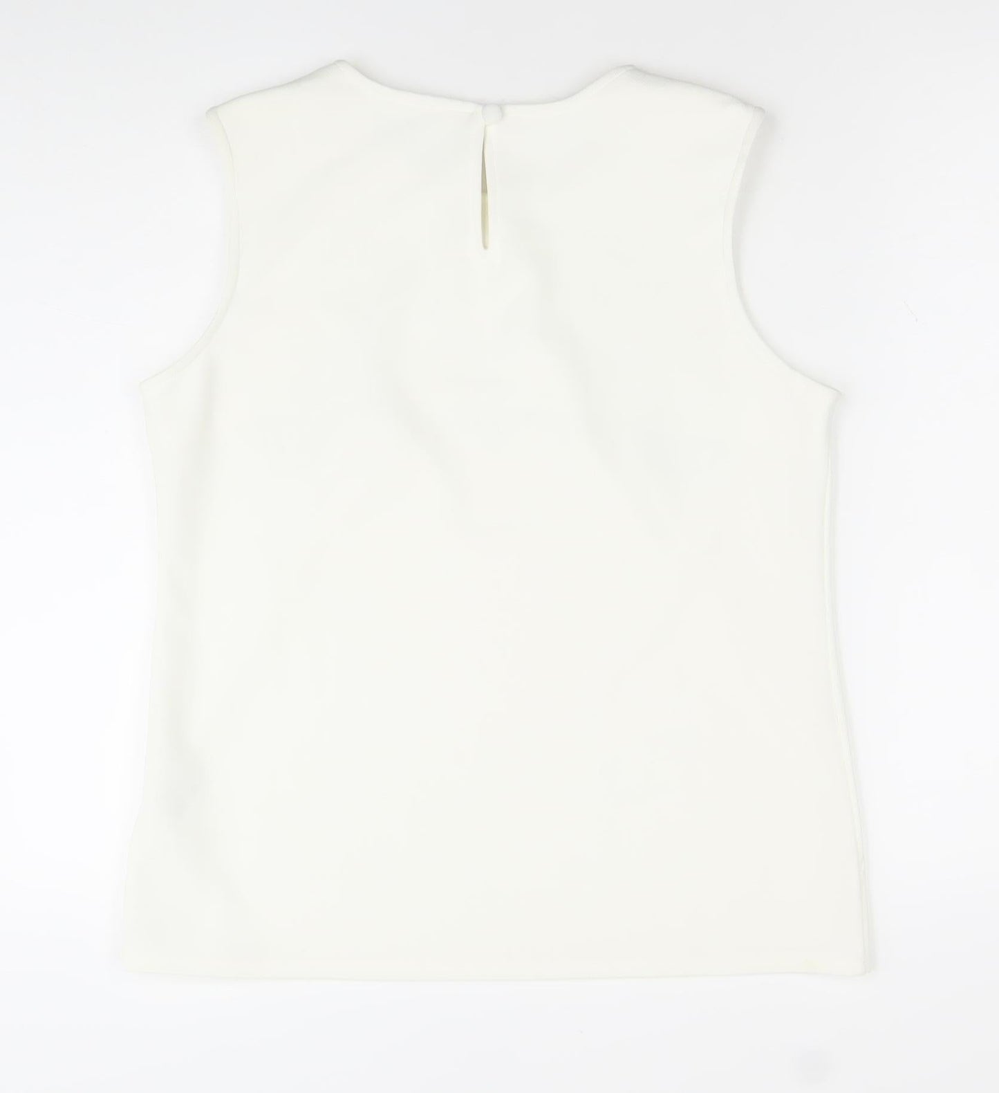 Roman Womens Ivory Beaded Sleeveless Blouse Size 16