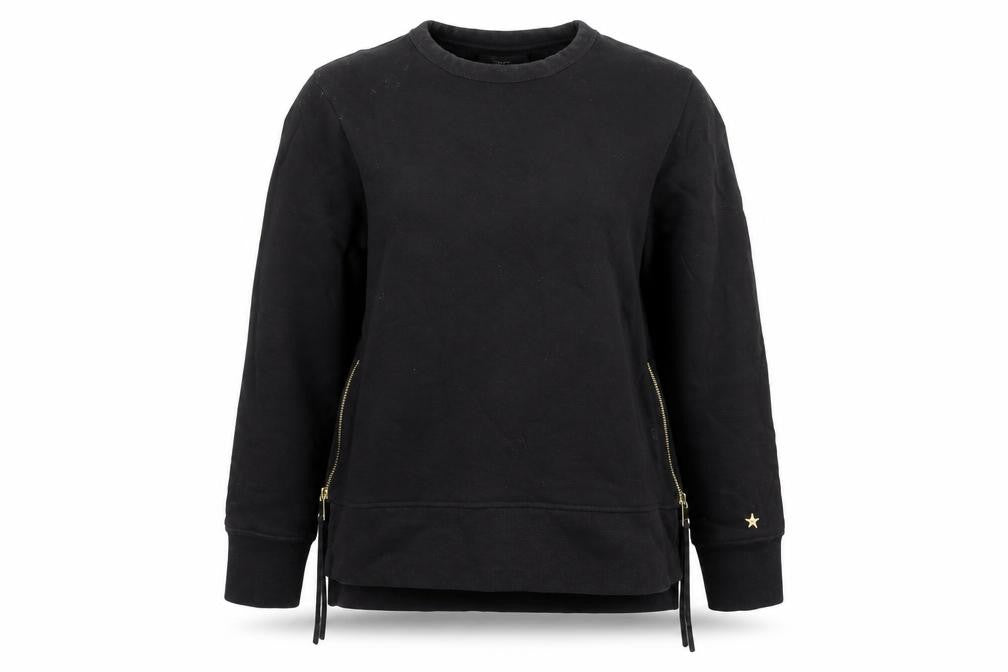Next Womens Black Medium Sweatshirt Crew Neck Long Sleeve Cotton Zip Detail