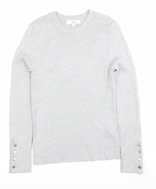Marks and Spencer Women’s Grey Crew Neck Jumper Size 12 Long Sleeve
