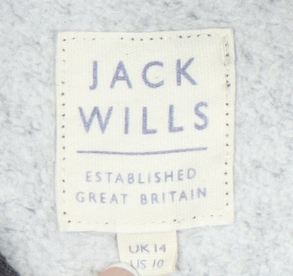 Jack Wills Womens Grey Pullover Hoodie Size 14 Regular Fit