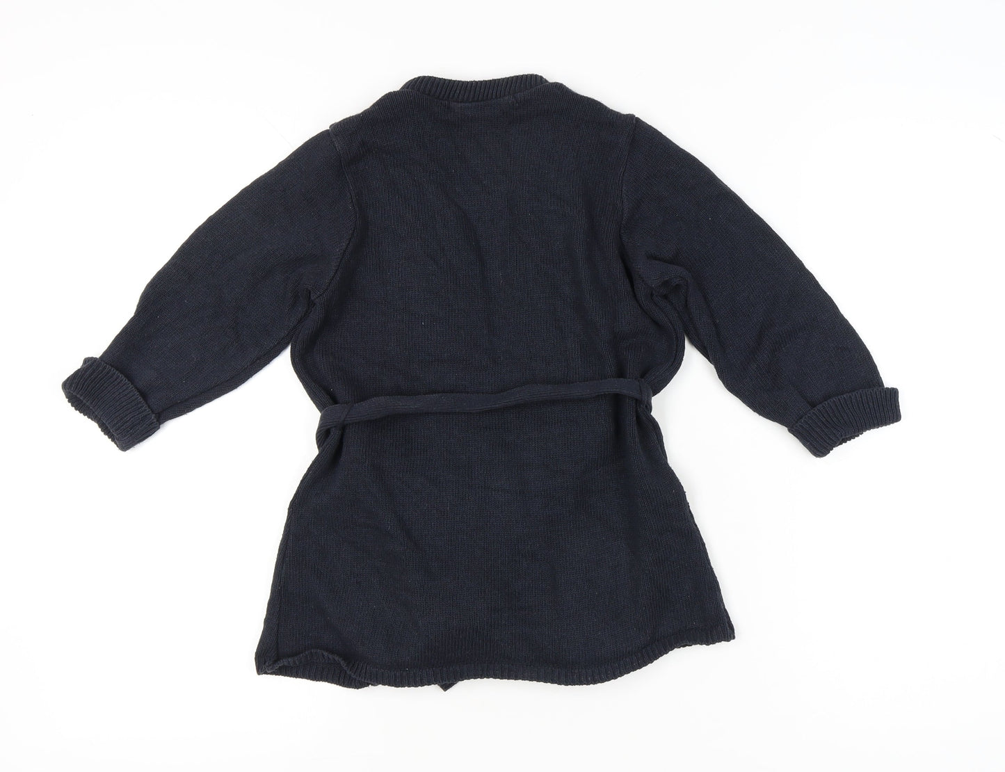 River Island Womens Black Cardigan Size 10 Belted Gold Button Knit