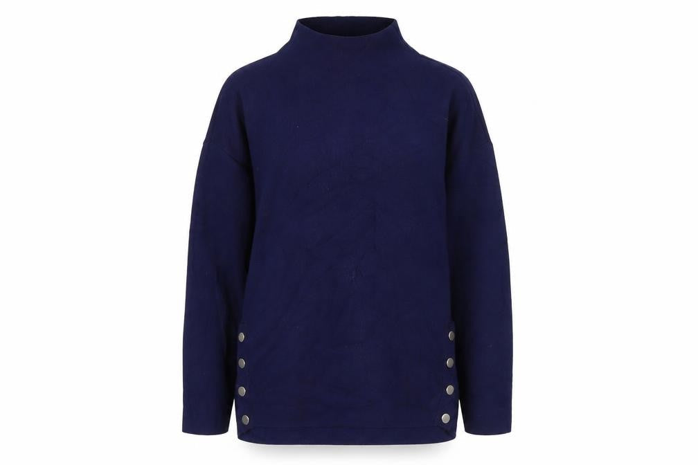 New Look Womens Blue Mock Neck Pullover Jumper Size S Long Sleeve