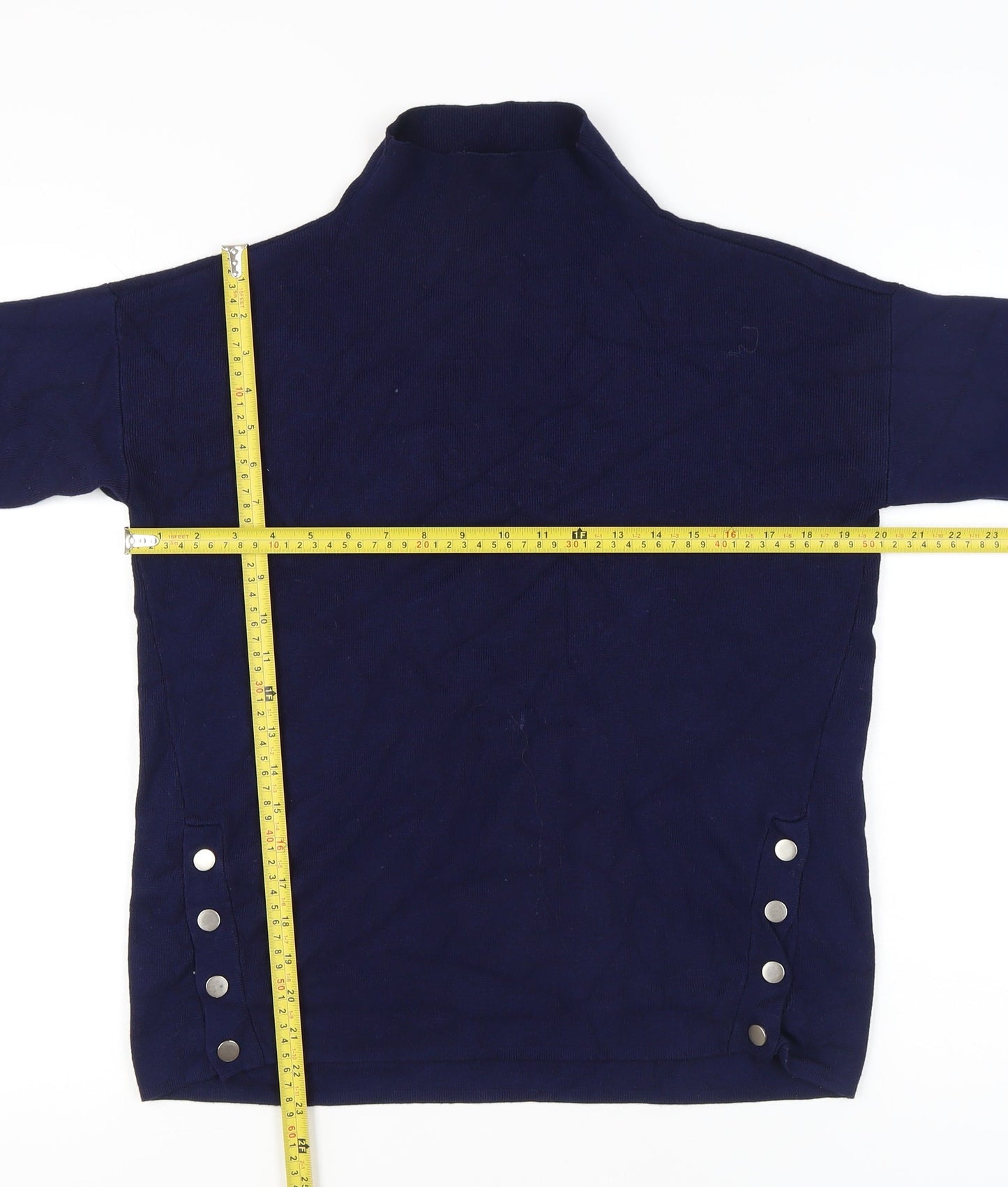 New Look Womens Blue Mock Neck Pullover Jumper Size S Long Sleeve