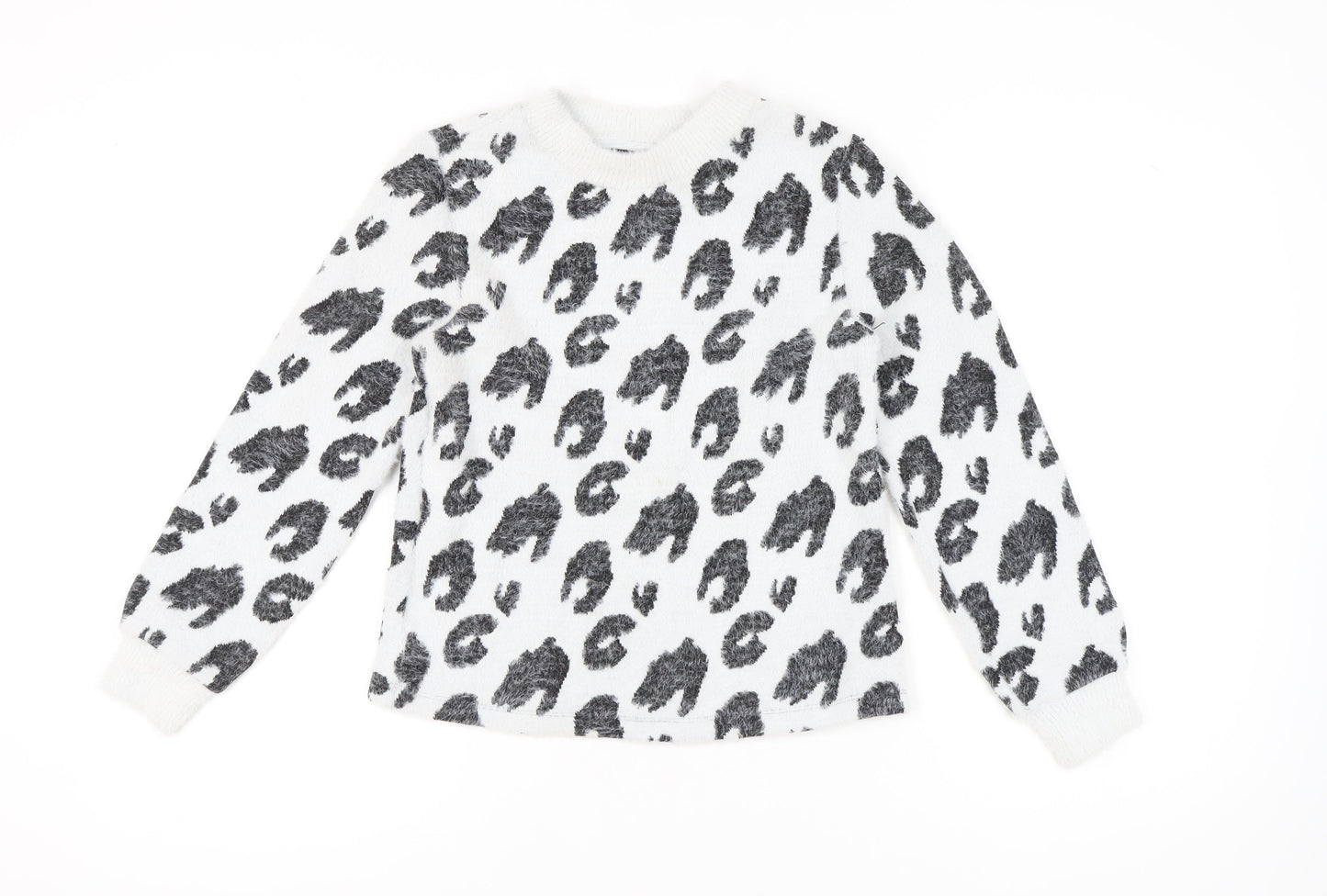 Marks and Spencer Women’s White Animal Print Jumper Size 8 Crew Neck