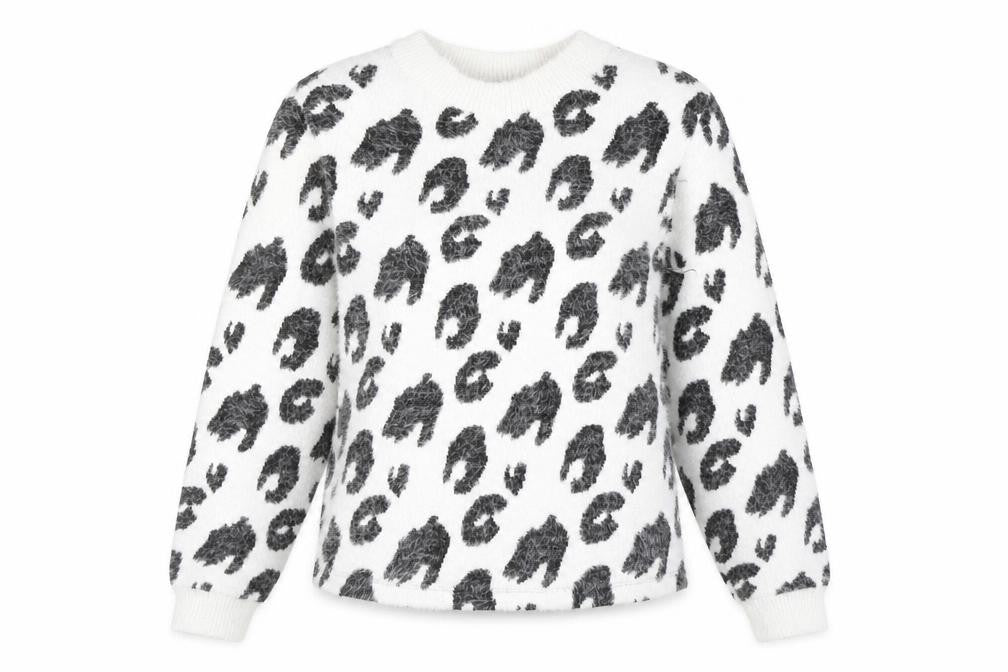 Marks & Spencer Women’s White Animal Print Jumper Size 8 Crew Neck