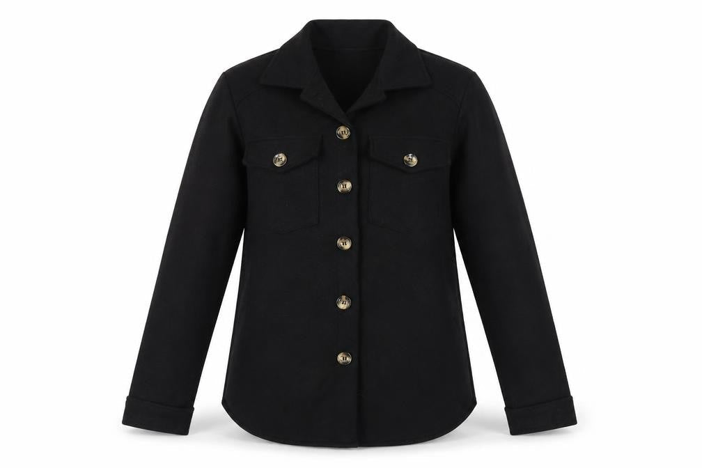 Stylewise Women’s Black Mid-Length Button Jacket Size M