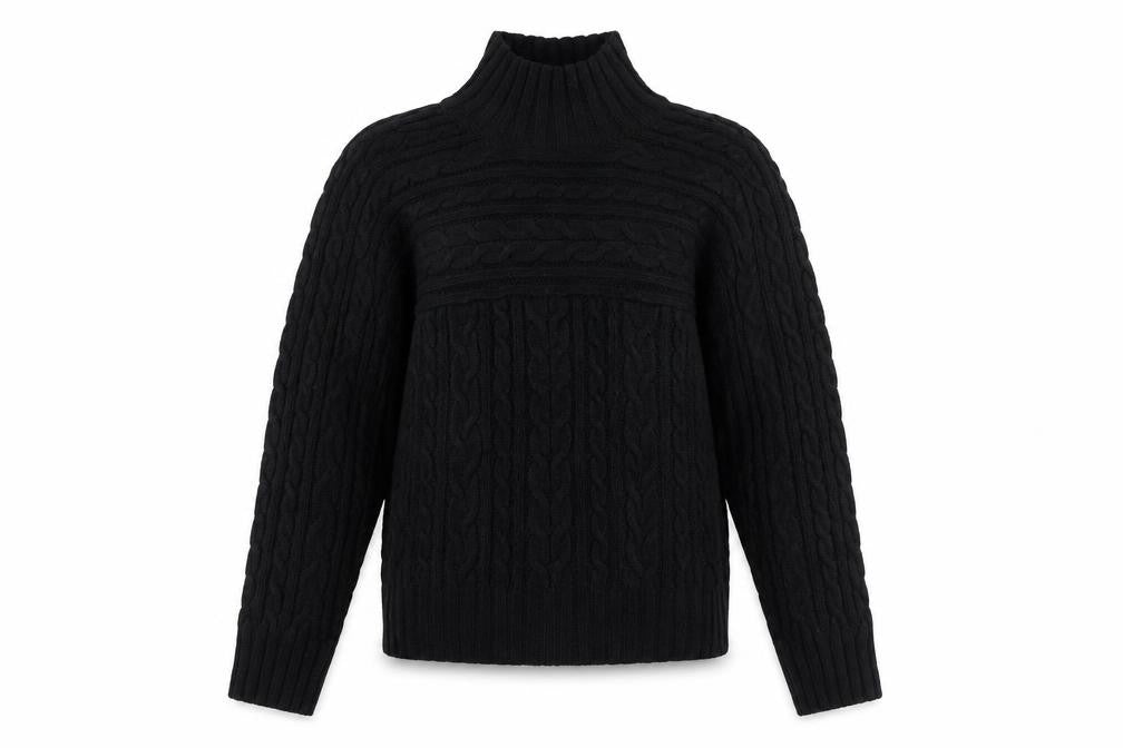 Next Women’s Black Mock Neck Cable Knit Jumper Size S