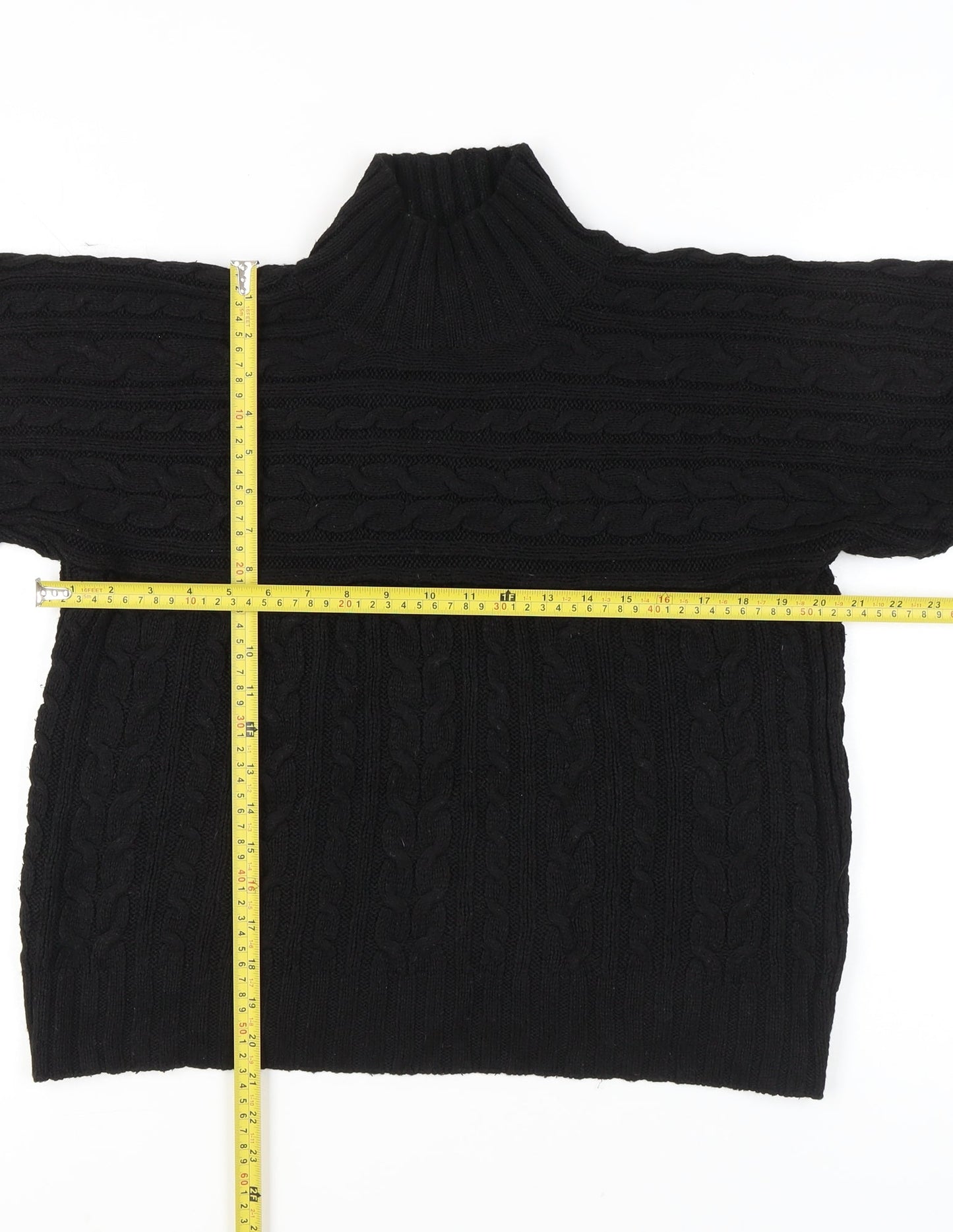 Next Women’s Black Mock Neck Cable Knit Jumper Size S