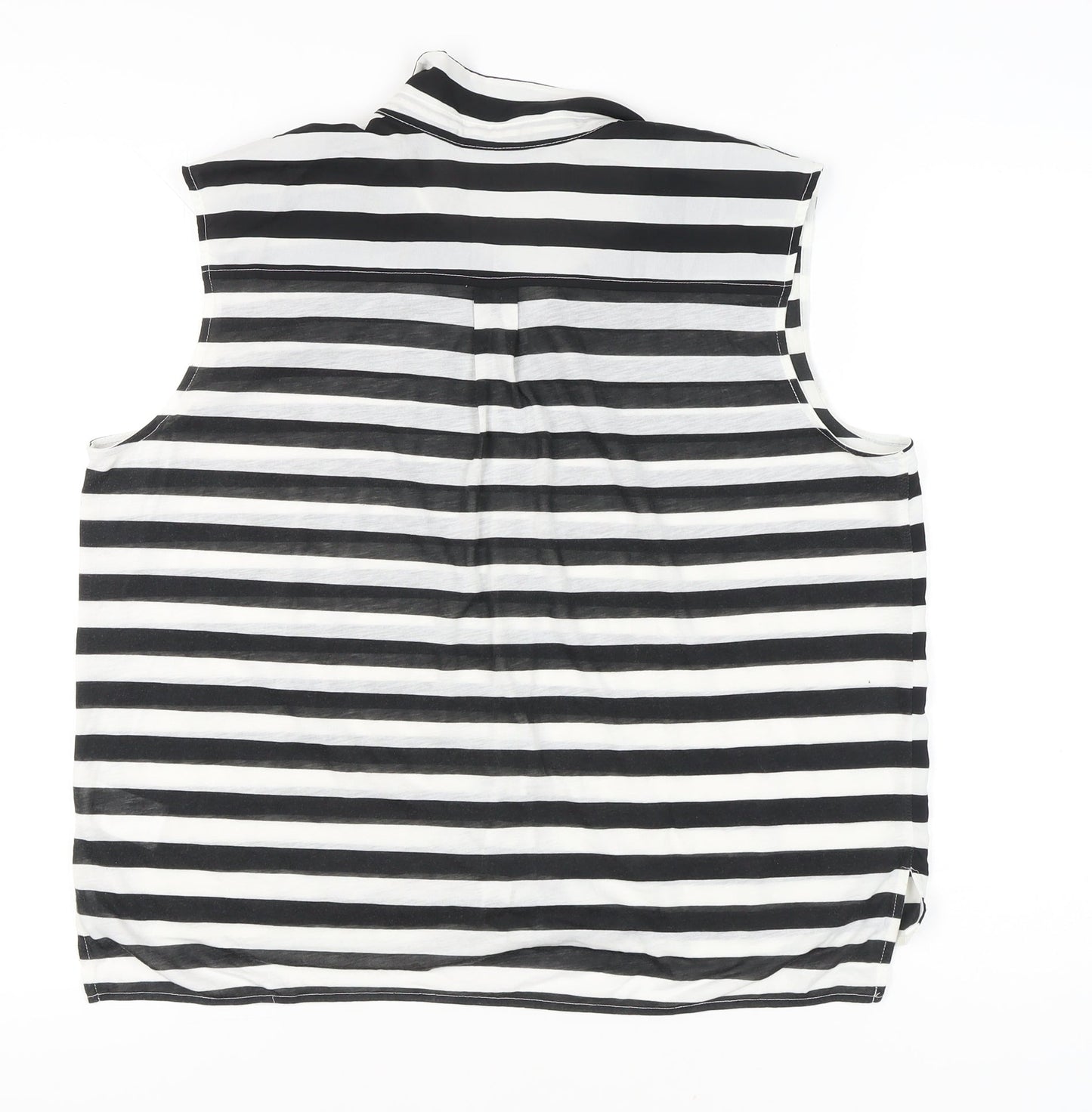 H&M Women’s Black White Striped Sleeveless Button-Up Shirt Size L