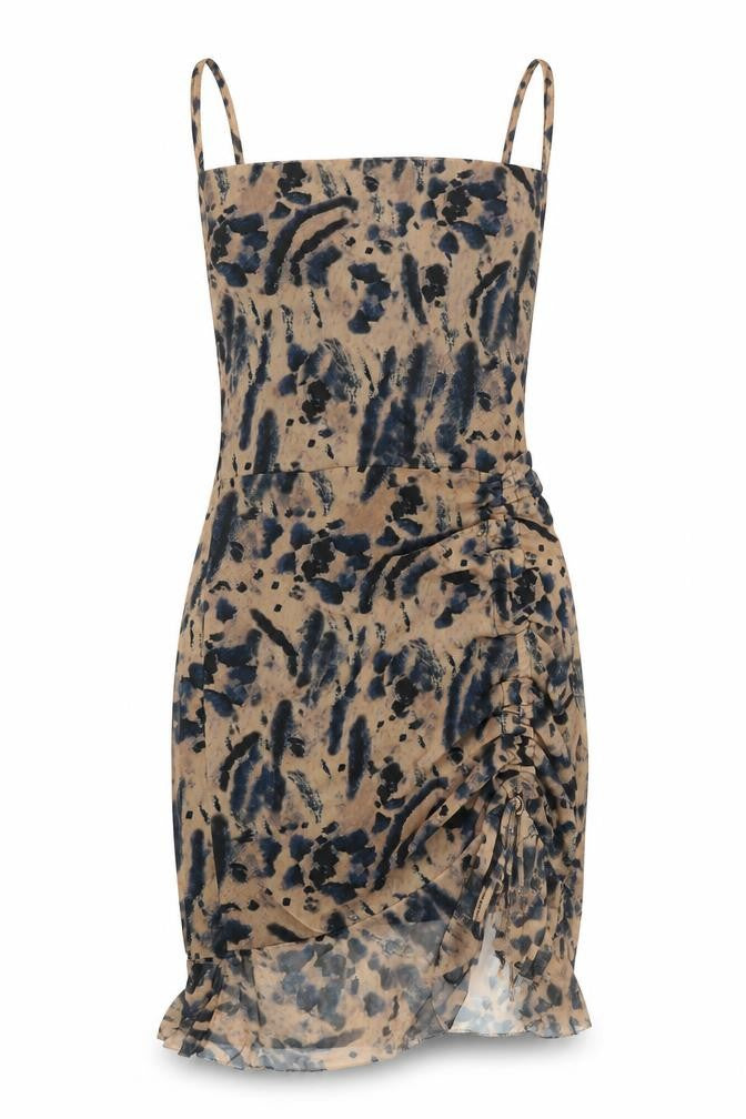 PrettyLittleThing Women Beige Animal Print Bodycon Mini Dress Size 10