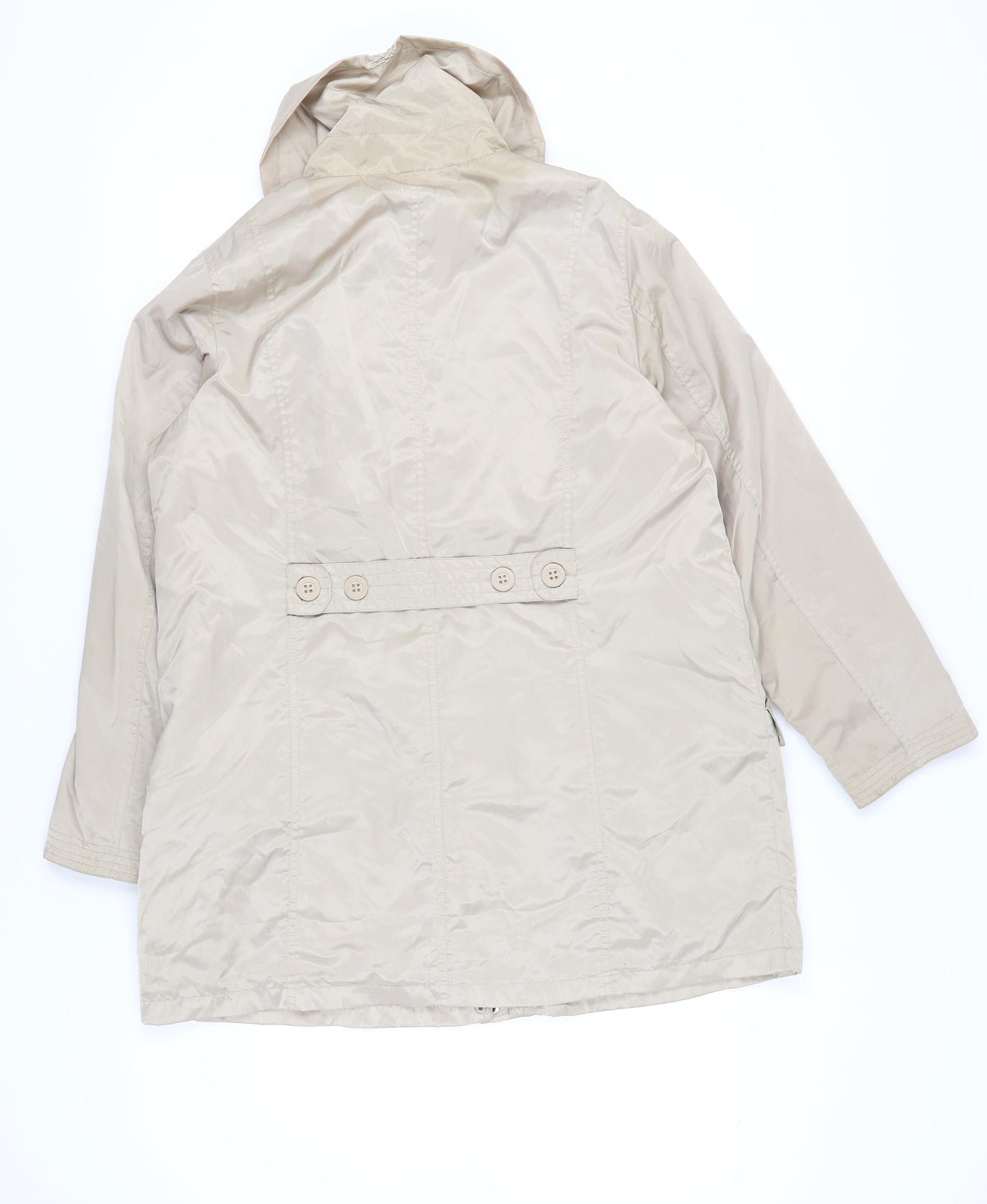 Bm Womens Beige Hooded Rain Jacket Size 18 Mid-Length