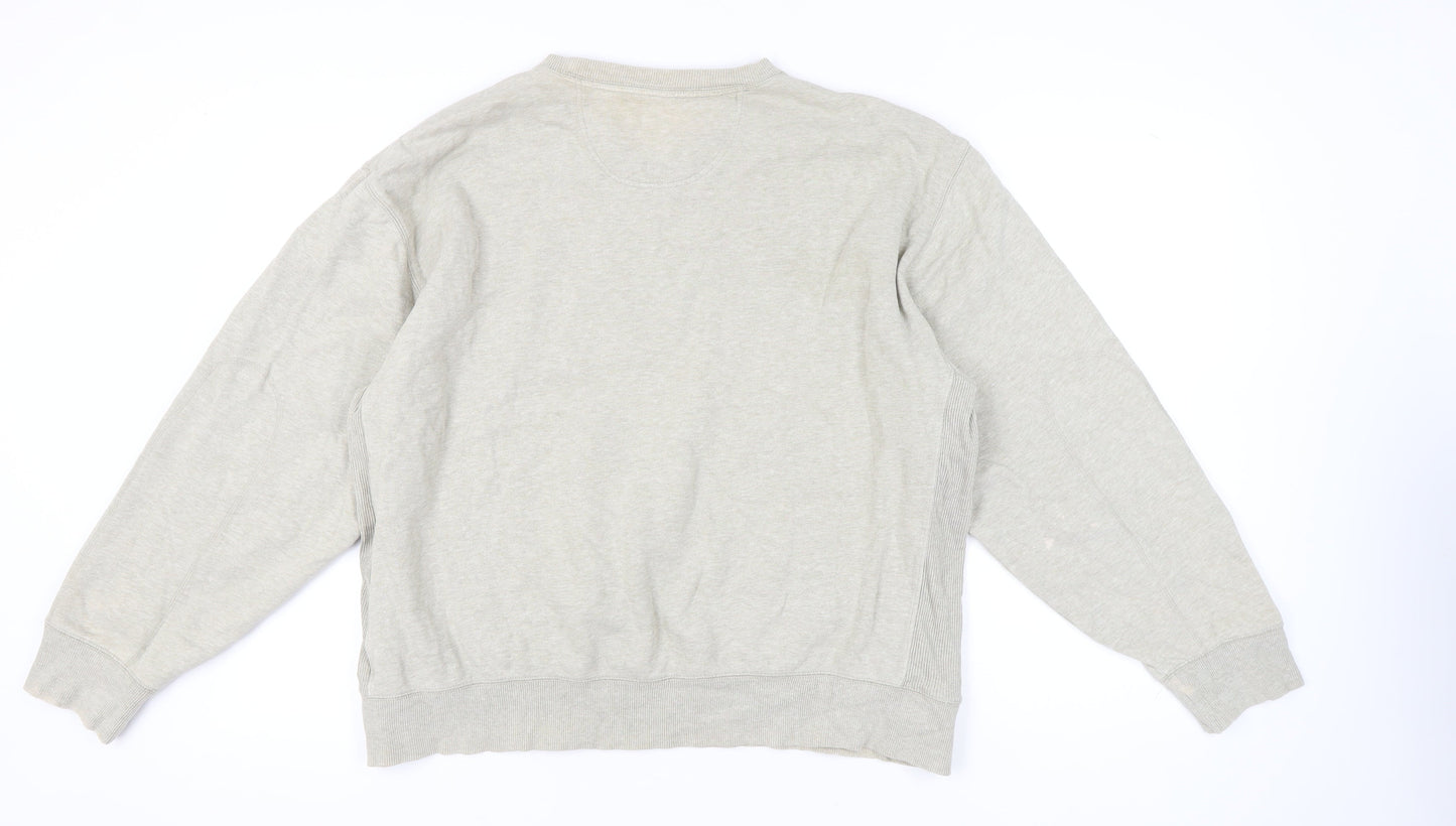 IZOD Men’s Beige Pullover Sweatshirt 2XL Logo Crew Neck Long Sleeve