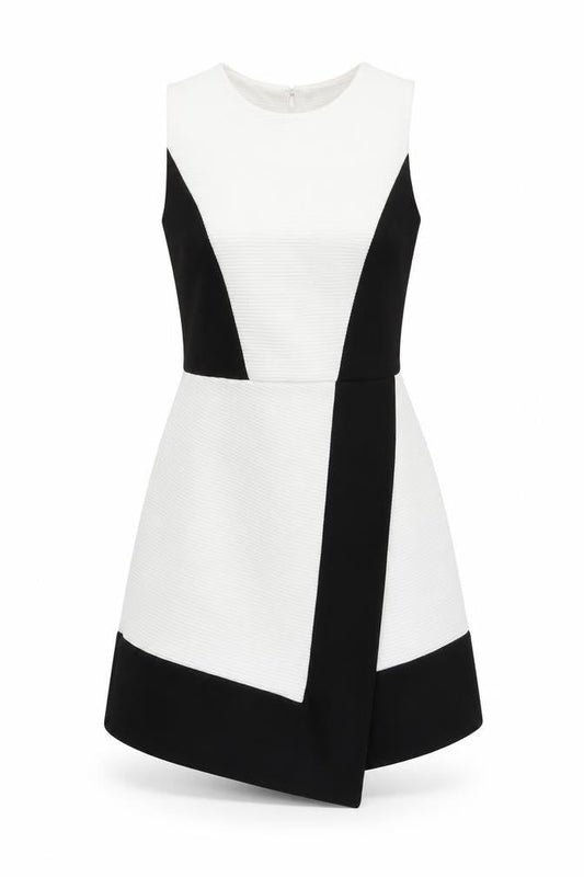 Miss Selfridge Womens Black White Size 8 Bodycon Colourblock Short Dress