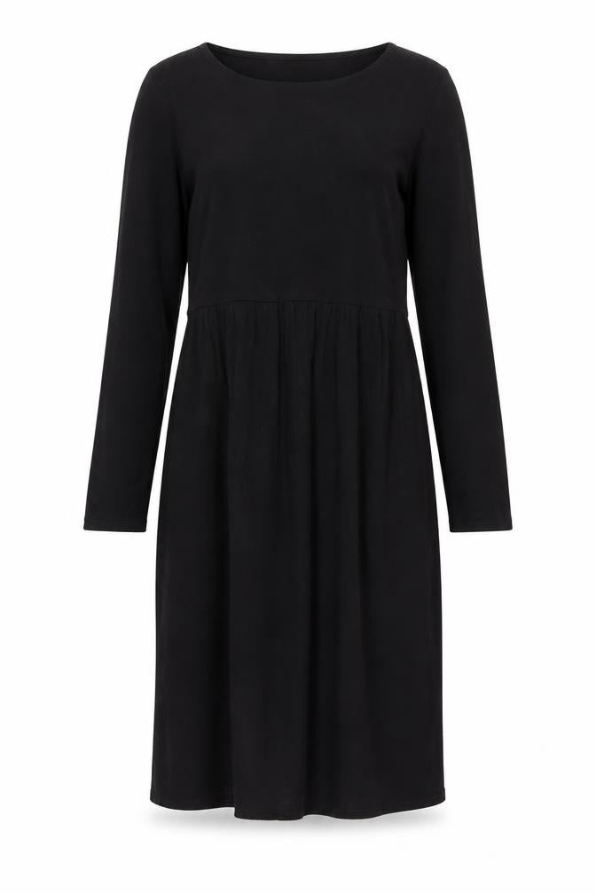 Zanzea Women Black Cotton A-Line Knee Length Dress Size S