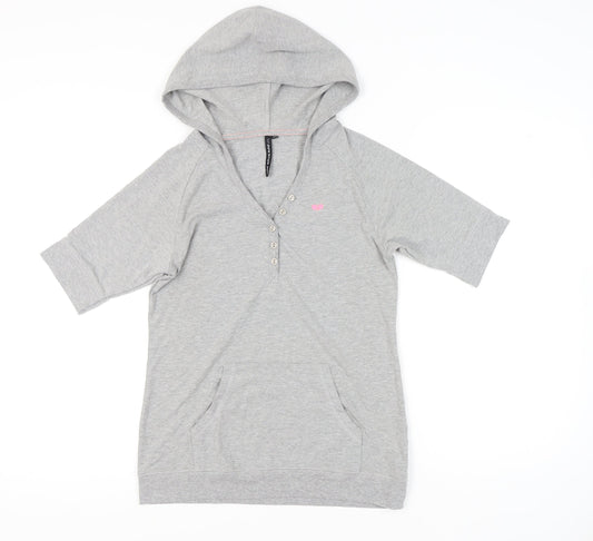 Pure Simple Sport Womens Grey Size 12 Hooded V-Neck T-Shirt