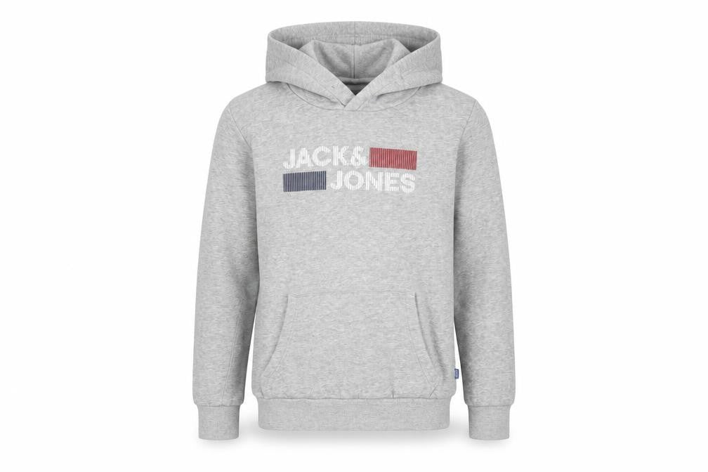 Jack & Jones Boys Grey 14Y Hoodie Pullover Logo Graphic Cotton Blend