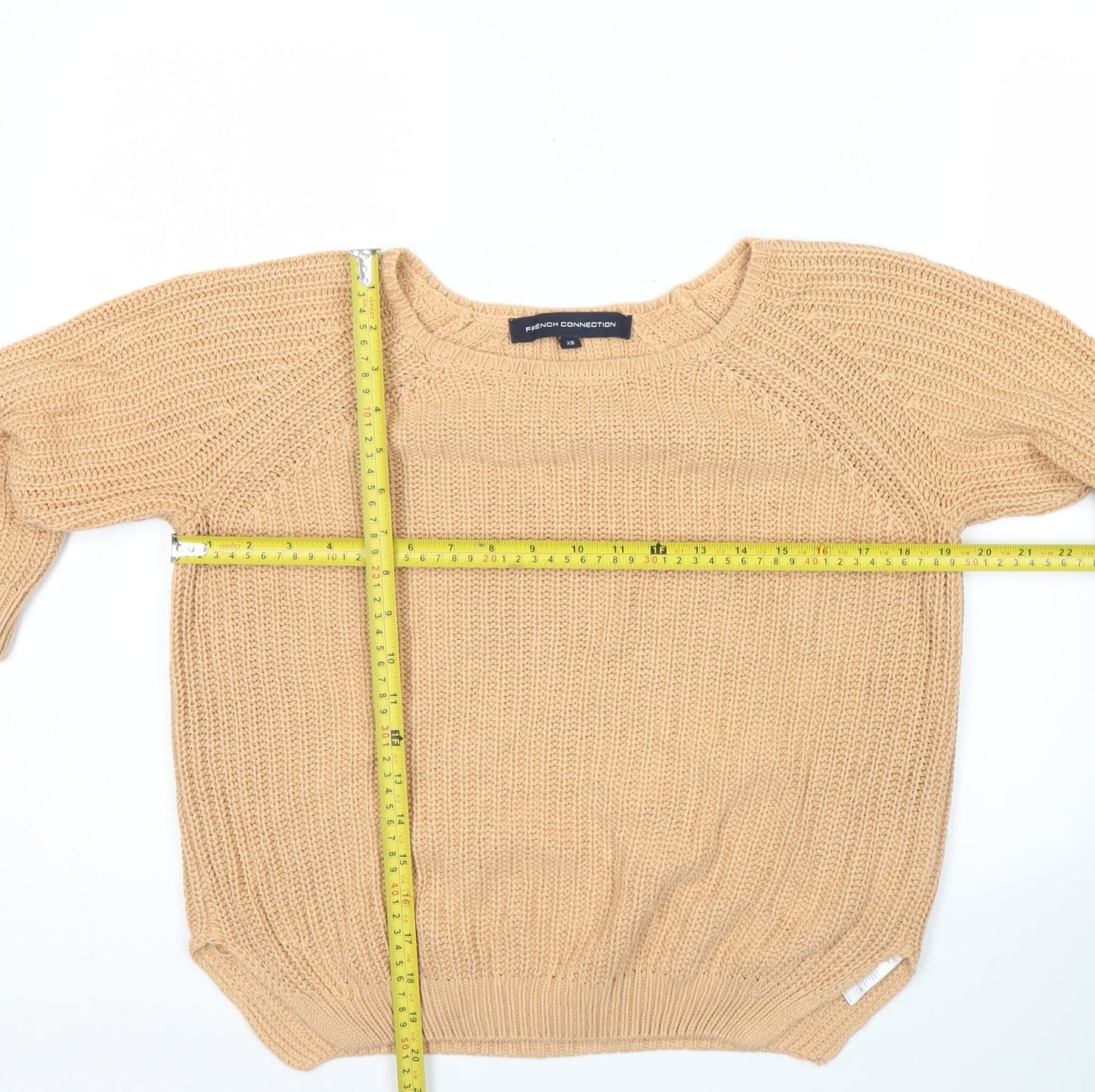 French Connection Womens Beige Cotton Chunky Knit Jumper XS