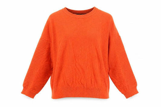 Front view of French Connection Women’s Orange Cotton Crew Neck Jumper, size S