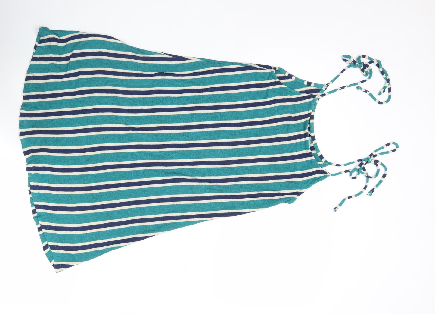 Zara Women Blue Striped Mini Slip Dress Size 10 Halter Sleeve