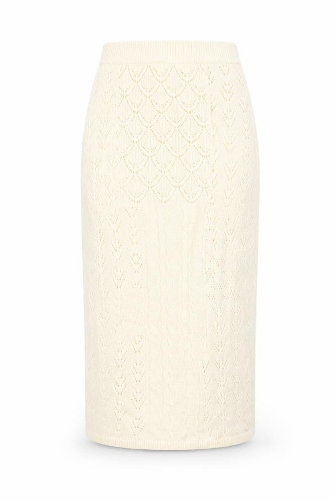 Marks & Spencer Women Ivory Knit Midi Pencil Skirt Size S