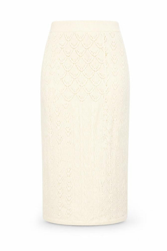 Marks & Spencer Women Ivory Knit Midi Pencil Skirt Size S