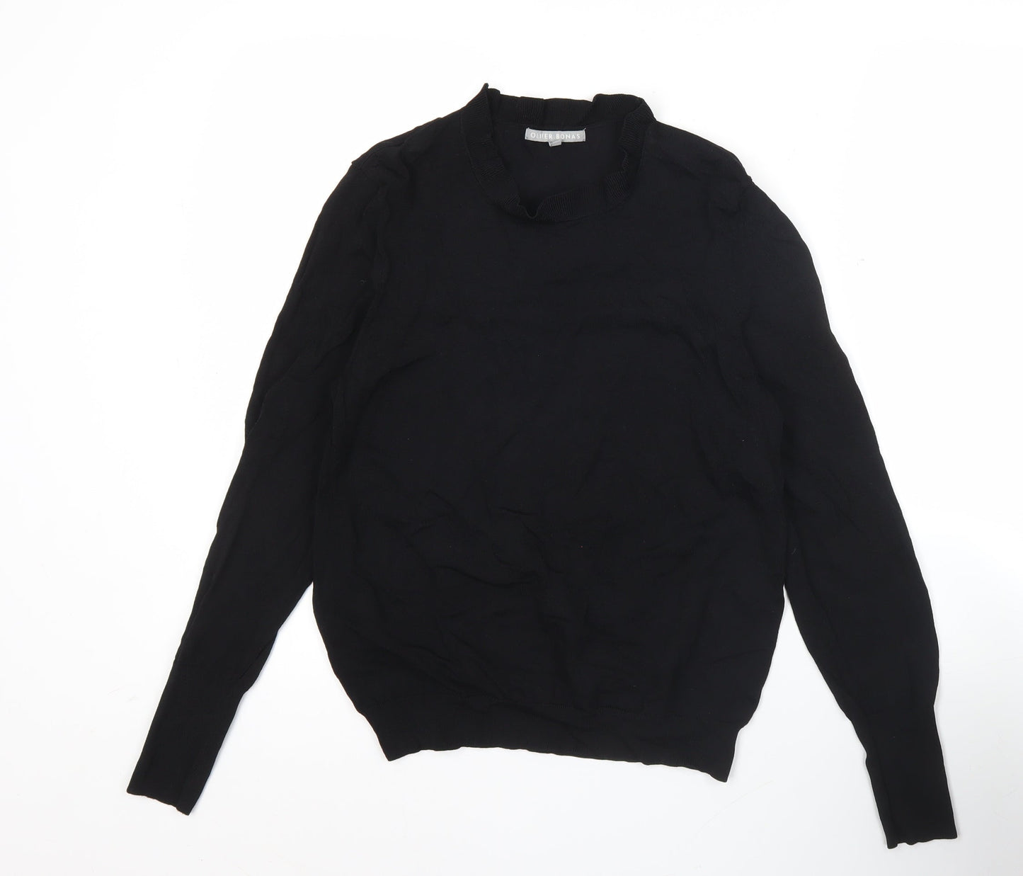Oliver Bonas Womens Black Size 12 Pullover Jumper Mock Neck Knit
